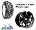 40944 Gtw Brute 14x7 3 4 Offset Matte Black W Mach Golf Cart Wheel Tire Package