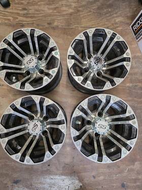 Gtw 19-154 Nitro Ss Machined Black Golf Cart Utv Atv 10x7 Rims 4 Bolt Pattern Lot