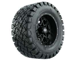Gtw A19-622 Set Of 4 12 Inch Vortex Matte Black Golf Cart Wheels On 22x11-12 All Terrain Tir