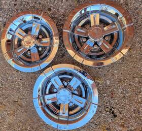 Cap-0047-4 Red Hawk Golf Cart 8 Inch Vegas Chrome Rhox Wheel Covers Caps Set Of 3 Part Cap-0047