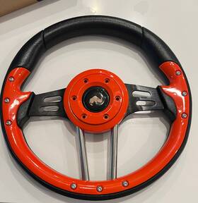 Acc-sw125 Rhox Aviator 4 Steering Wheel Golf Cart Orange Grip 13 Inch Diameter