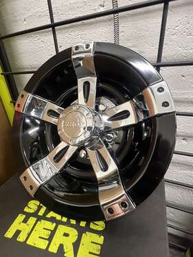 Rhox Cap-0048-4 Yamaha Ezgo Club Car Golf Cart Hub Cap Wheel Cover Chrome Black Vegas 10 Inch