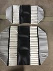 Seat-3012 Ezgo Txt Black With White Pleat Seat Cover Set For