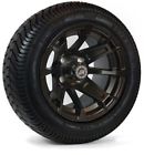 Set 211a Golf Cart Matte Black Wheels Tires Dot