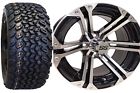 Tir-rx350 Tir-298 Red Hawk Golf Cart Wheels Tires Machined Black Cap Set