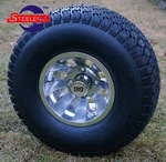 Golf Cart 10X7 Polished Silver Bullet Wheels And 22X9.5-10 Turf/street TIRES(4). Fixed Price $449.00.