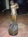 Original Michael Krone Hand Carved Golf Sculpture Antique Harry Vardon Club Ball. Fixed Price $3000.00.
