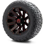 Modz 12" Mauler Black And Red Golf Cart Wheels Tires (215-50-R12) Set Of 4. Fixed Price $924.95.