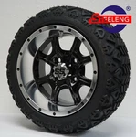 Golf Cart 12"X7" Machined/black Ghost Wheels/rims And 18" At Tires (set Of 4). Fixed Price $499.00.