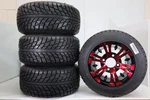 Returned Golf Cart 10" Red-blk Vampire Wheels And 205/50-10 Dot Low Pro Tire (4). Fixed Price $321.75.