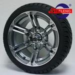 Golf Cart 12" Gunmetal Terminator Wheels And 215/35-12 Dot Low Profile TIRES(4). Fixed Price $509.00.