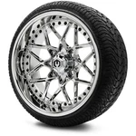 Modz 15" Formula Chrome Golf Cart Wheels And Tires (215-35-15) Set Of 4. Fixed Price $883.95.