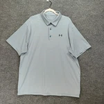 Under Armour Polo Shirt Mens 2XL Blue Striped Heatgear Golf Performance Top. Fixed Price $17.09.