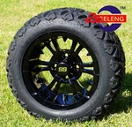 Golf Cart 12" Black Vampire Aluminum Wheels And 20" At Tires (set Of 4). Fixed Price $519.00.