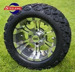 Golf Cart 12" Gunmetal Vampire Aluminum Wheels And 20" At Tires (set Of 4). Fixed Price $539.00.