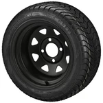 (4) Golf Cart 215/40-12 Lsi Elite Low Pro Tire On 12X7 8-SPOKE Black Steel Wheel. Fixed Price $415.00.