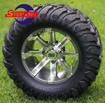 Golf Cart Gunmetal Tempest Wheels/rims And 22"X11"-12" At/mt Dot Tires (4). Fixed Price $619.00.