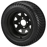 (4) Golf Cart 215/35-12 Lsi Elite Low Pro Tire On 12X7 8-SPOKE Black Steel Wheel. Fixed Price $399.00.