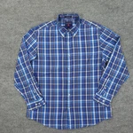 Saddlebred Shirt Mens Large Blue Plaid Easy Care Button Down Long Sleeve. Fixed Price $8.95.