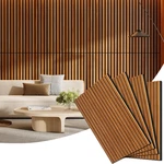Acoustic Teak Wood Slat Wall Panels - 4 Pack For Noise Reduction & Decor. Fixed Price $215.99.