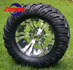 Golf Cart Gunmetal Vampire Wheels/rims And 22"X11"-12" At/mt Dot Tires (4). Fixed Price $619.00.