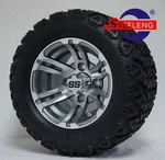 Golf Cart Gunmetal Bulldog Wheels/rims And 18"X9"-10" Dot All Terrain Tires. Fixed Price $439.00.