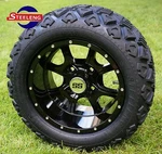 Golf Cart 12" Black Night Stalker Aluminum Wheels And 20" At Tires (set Of 4). Fixed Price $539.00.