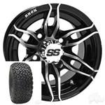 Golf Cart Set 4 Rhox 10'' Wheels & Tires Machined Black 10X7 Rim 22X11-10. Fixed Price $676.75.