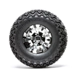 10" Vampire Black/machined Lifted Golf Cart Wheels On 22" A/t Tires-set Of 4. Fixed Price $602.99.