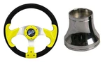 Madjax 13" Yellow Razor Steering Wheel W/ Chrome Hub Adapter Club Car Ds. Fixed Price $111.04.