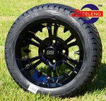 Golf Cart 12" Black 'vampire' Wheels Rims And 215/40-12 Low Profile Dot Tires. Fixed Price $509.00.