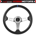 Universal 350MM 6 Hole Deep Dish Spoke Horn Button Blue Steering Wheel. Fixed Price $24.99.