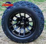 Golf Cart 12" Black 'lizard' Aluminum Wheels And 20" Dot All Terrain Tires (4). Fixed Price $539.00.