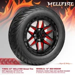 Golf Cart Red/black Widow Wheels And 23"X10"-14" Hellfire Dot Street Tires. Fixed Price $699.00.