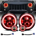 Red 7" Led Halo Headlights + 4" Fog Combo Kit For Jeep Wrangler Jku. Fixed Price $78.99.