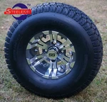 Golf Cart 10X7 Gunmetal Vampire Wheels And 22X9.5-10 Turf/street TIRES(4). Fixed Price $449.00.