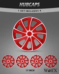17" Set Of 4 Wheel Covers Snap On White&red Hub Cap Replacement For R17 Tire Abs. Fixed Price $48.56.