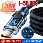 120W Super Fast Usb Type-c Charging Braid Phone Charger Lead With Display Lot. Fixed Price $164.29.