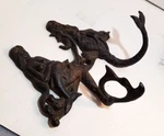 Mermaid Wall Fishing Rod Holder Rack Hooks Double Cast Iron Vintage Coastal. Fixed Price $30.00.