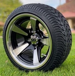 12" Bullitt Machined/black Golf Cart Wheels & 215/35-12 Low Profile Dot Tires. Fixed Price $574.95.