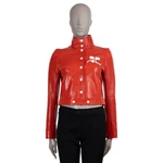 72351 Auth Courrege Heritage Red Iconic Vinyl Cropped Jacket 38 S. Fixed Price $849.99.