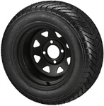 (4) Golf Cart 215/50-12 Lsi Elite Street Tire On 12X7 8-SPOKE Black Steel Wheels. Fixed Price $435.00.