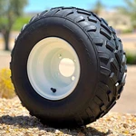 Set Of 4 18X8-8 Rxal All Terrain Golf Cart Tires And 8" Oem White Steel Wheels. Fixed Price $275.00.
