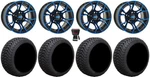 Gtw Spyder 12" Golf Cart Wheels Blue 215X50 Cruze Tires Yamaha. Fixed Price $697.72.