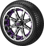 4 205/35R15 Radial Tires On 15" Black/machined Revenge Wheels W/purple Inserts. Fixed Price $719.00.
