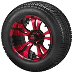 (4) Golf Cart 215/50R12 Deli Radial Street Tire On 12X7 Black/red Vampire Wheels. Fixed Price $499.00.