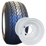 Tire And Assembly White Steel Wheel, Rhox Golf 18X8.5-8; TIR-310A. Fixed Price $72.80.