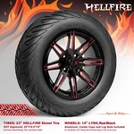 Golf Cart Red/black Lynx Wheels And 23"X10"-14" Hellfire Dot Street Tires X4. Fixed Price $699.00.