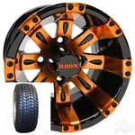 Golf Cart (4) Rhox 10'' Wheels & Tires Vegas Bla/orange 10X7 Rim 205X50-10. Fixed Price $582.75.