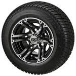 (4) Golf Cart 205/50-10 Low Profile Tires 10X7 Black/machined Yukon Wheels. Fixed Price $398.00.